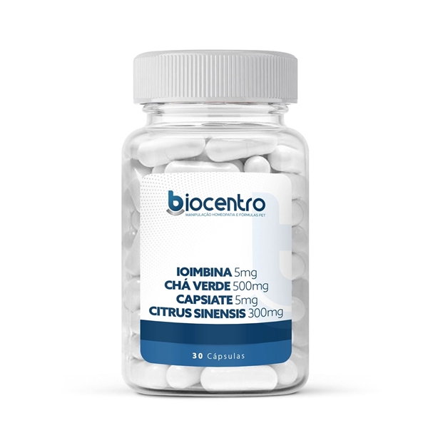Ioimbina 5mg, Chá verde 500mg e associações 30 Cápsulas