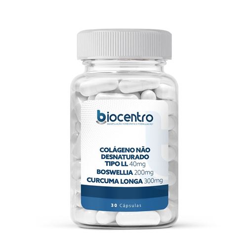 Colágeno Não Desnaturado Tipo II 40mg e Associações 30 Cápsulas