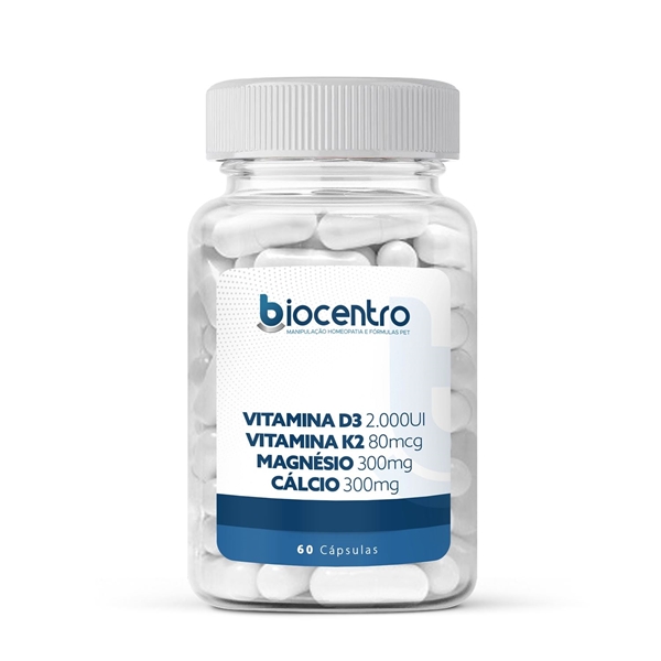 Vitamina D3 2.000UI, Vitamina K2 80mcg e associações 60 Cápsulas